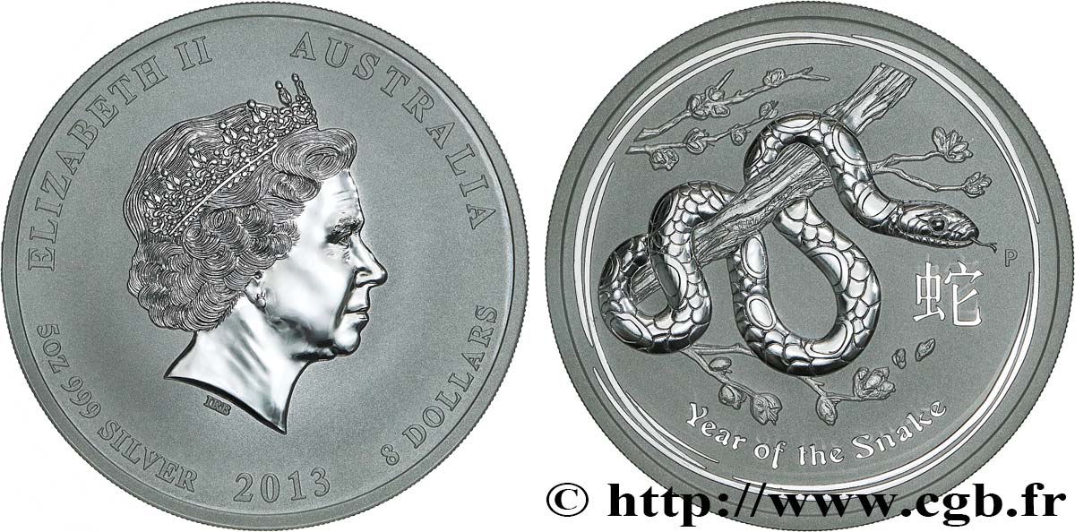 AUSTRALIEN 8 Dollar Proof année du serpent 2013  ST 
