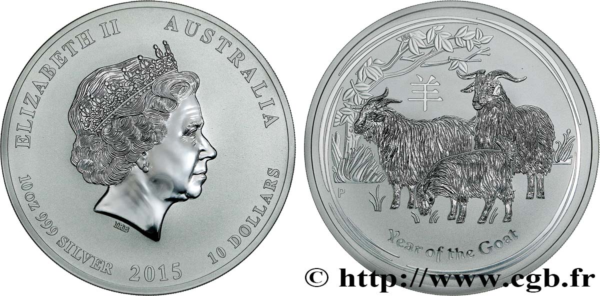 AUSTRALIE 10 Dollars Proof année de la chèvre 2015 Perth FDC 