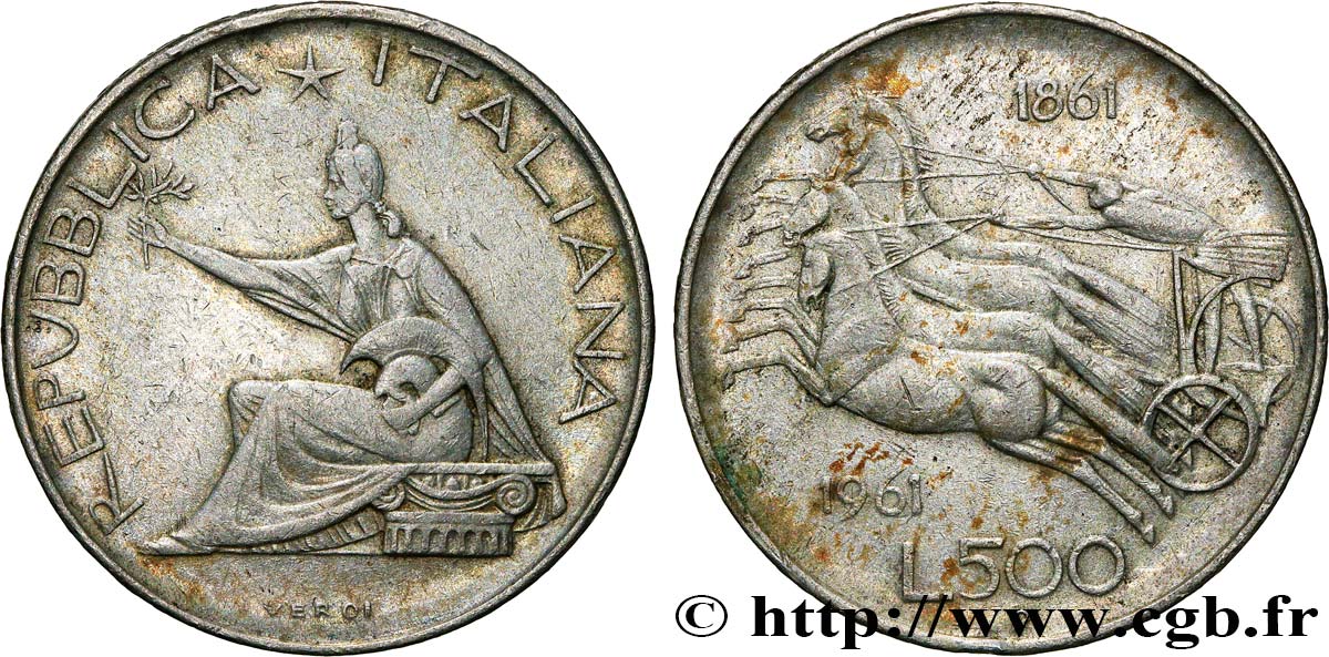 ITALIE 500 Lire Centenaire de l’Unité Italienne 1961 Rome TTB 