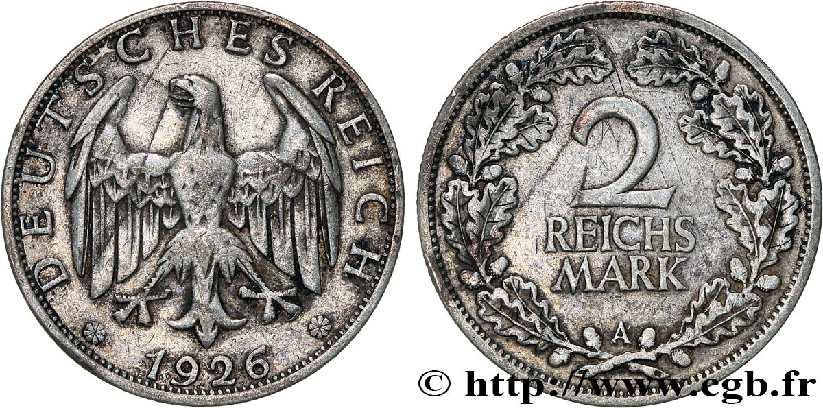 GERMANIA 2 Reichsmark 1926 Berlin BB 