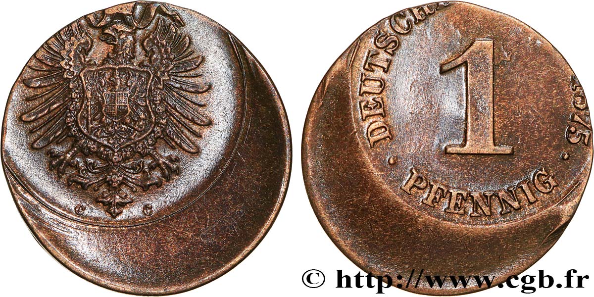 GERMANY 1 Pfennig “casquette” 1875  AU 