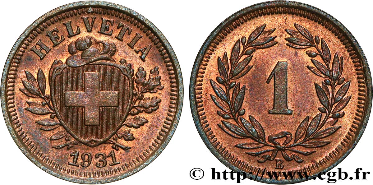 SVIZZERA  1 Centime Croix Suisse 1931 Berne MS 