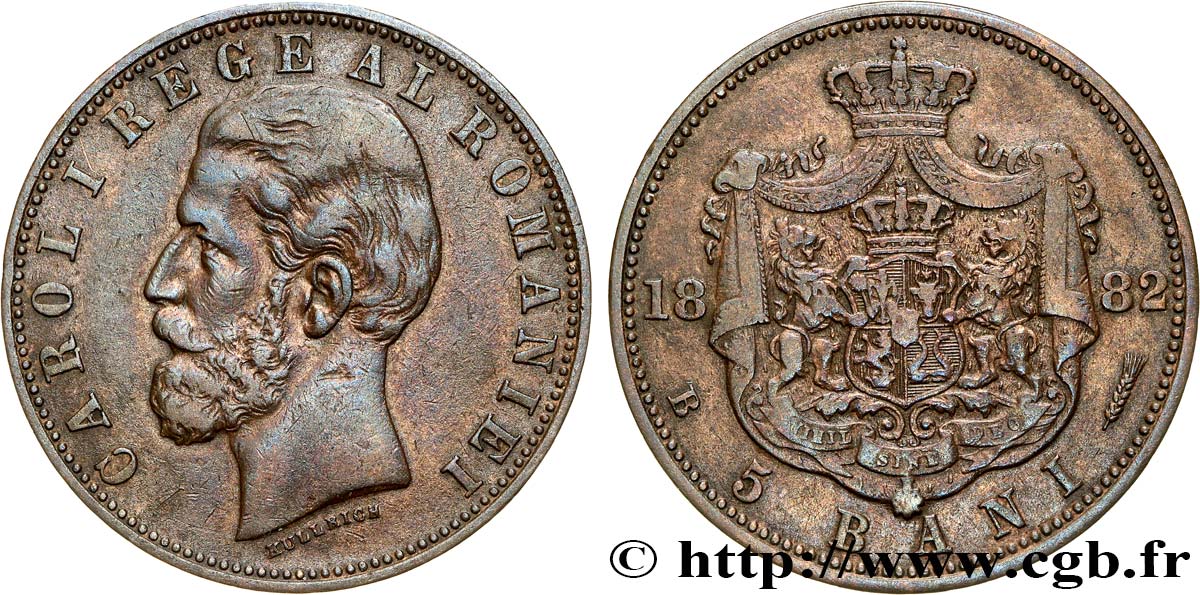 ROUMANIE 5 Bani Charles Ier 1882 Bucarest TTB 