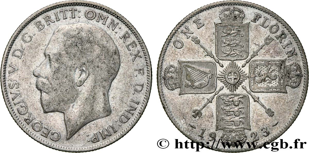 UNITED KINGDOM 1 Florin Georges V / emblème aux blasons  1923  F 