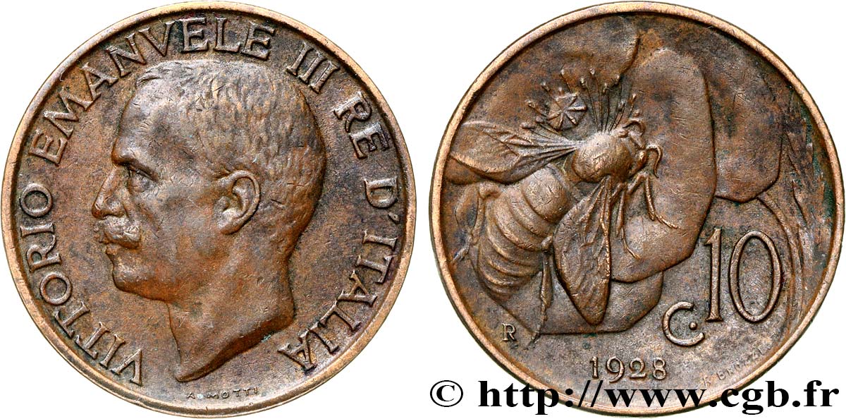 ITALIE 10 Centesimi Victor Emmanuel III 1928 Rome TTB 
