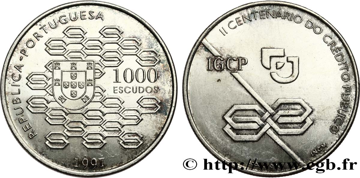 PORTUGAL 1000 Escudos 2e Centenaire du Credito Publico 1997  MS 