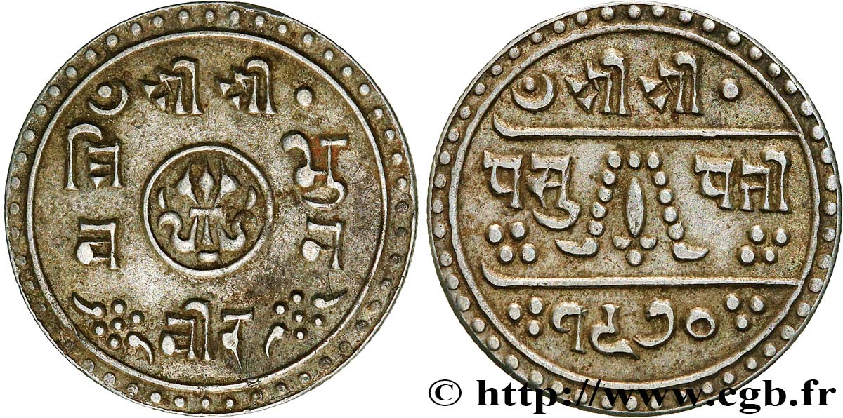 NEPAL 1/2 Mohar règne de Tribhuvana Bir Bikram VS1970 1913  BC+ 