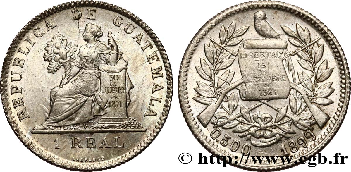 GUATEMALA 1 Real 1899  AU 