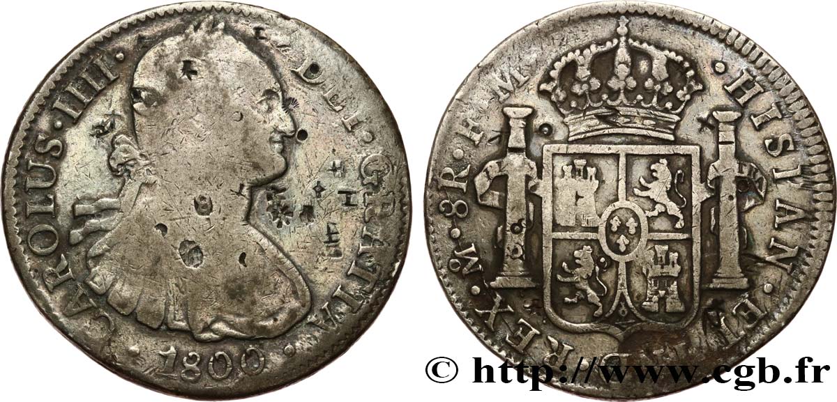 MEXICO 8 Reales Charles IV 1800 Mexico VF 