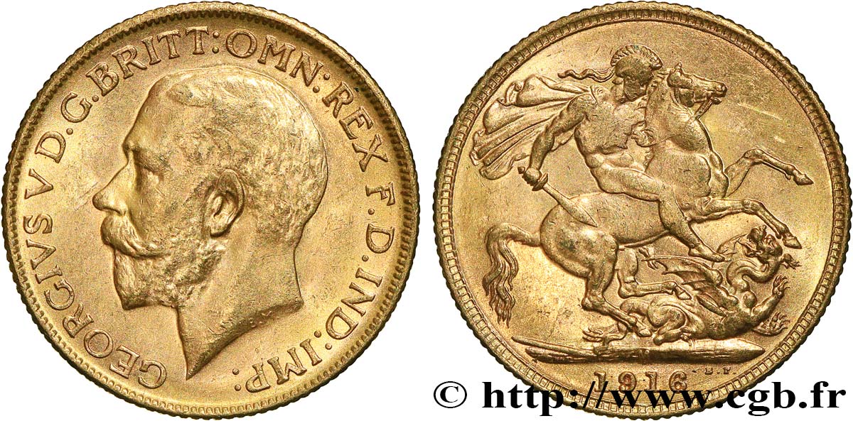 INVESTMENT GOLD 1 Souverain Georges V 1916 Melbourne AU 