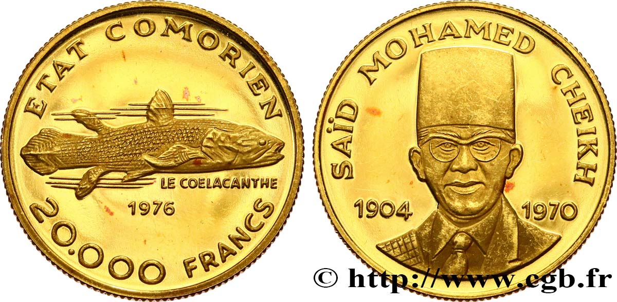COMORAS 20.000 Francs Proof Saïd Mohamed Cheikh 1976  SC 