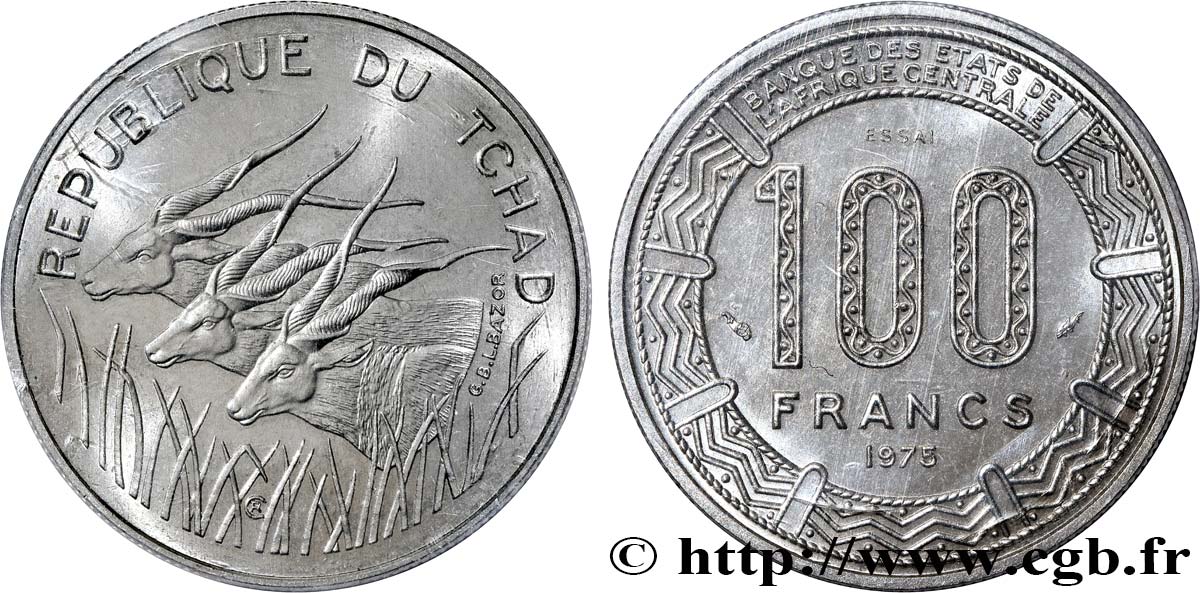 CHAD Essai de 100 Francs type “BEAC” 1975 Paris FDC 