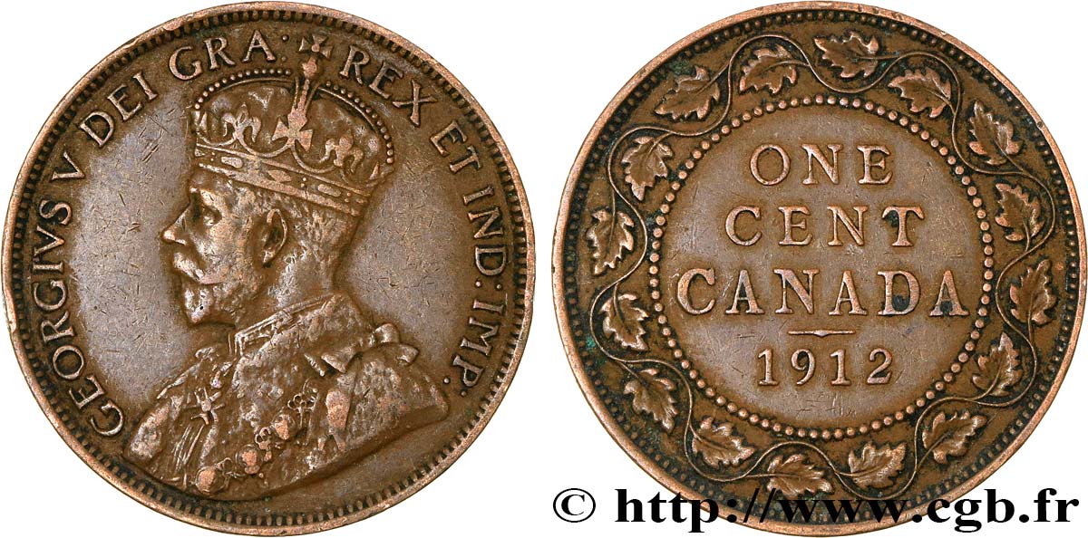 CANADA 1 Cent Edouard VII 1912  XF 