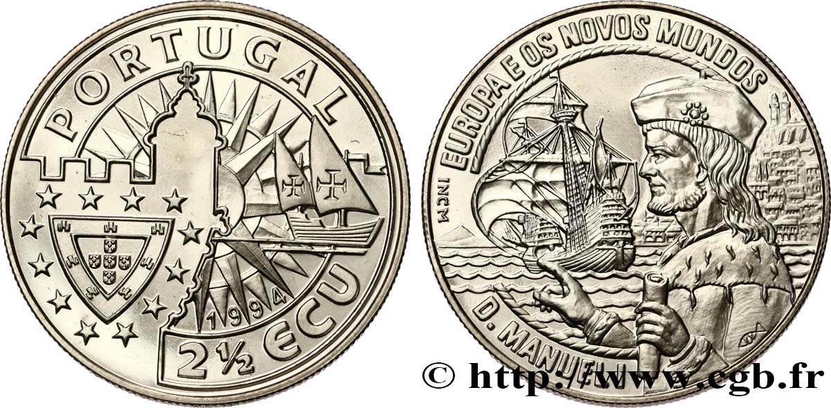 PORTUGAL 2 1/2 Ecu Proof Manuel Ier 1994  FDC 