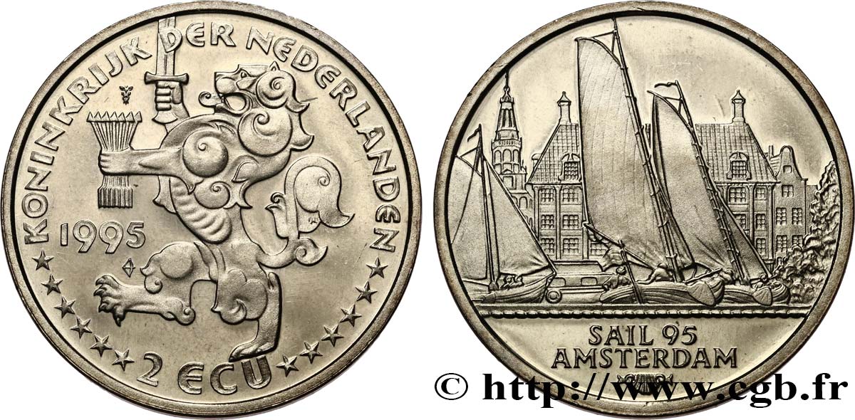 PAYS-BAS 2 Ecu Proof Sail’95 Amsterdam Tjotter de Frise 1995  SPL 