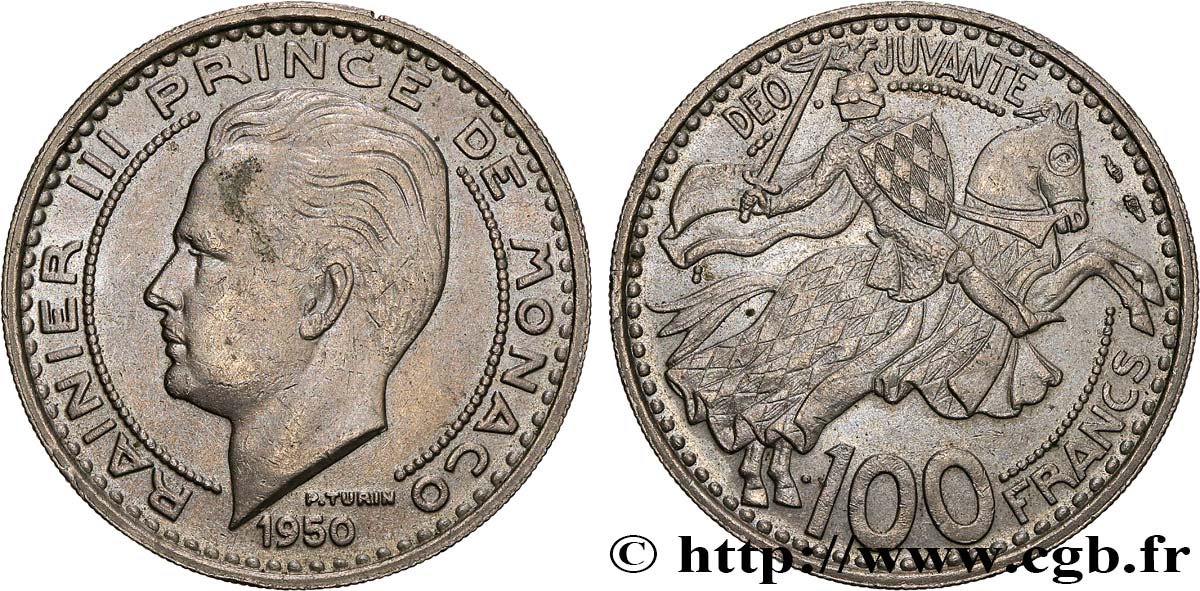 MONACO 100 Francs Rainier III 1950 Paris SUP 