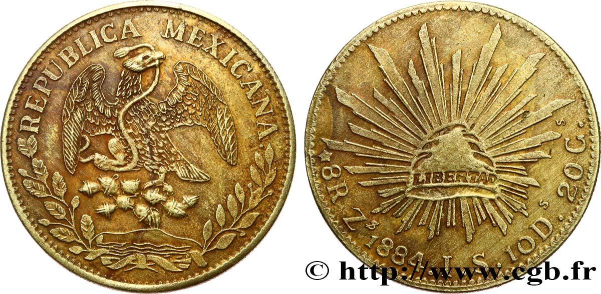 MÉXICO 8 Reales 1884 Zacatecas MBC+ 