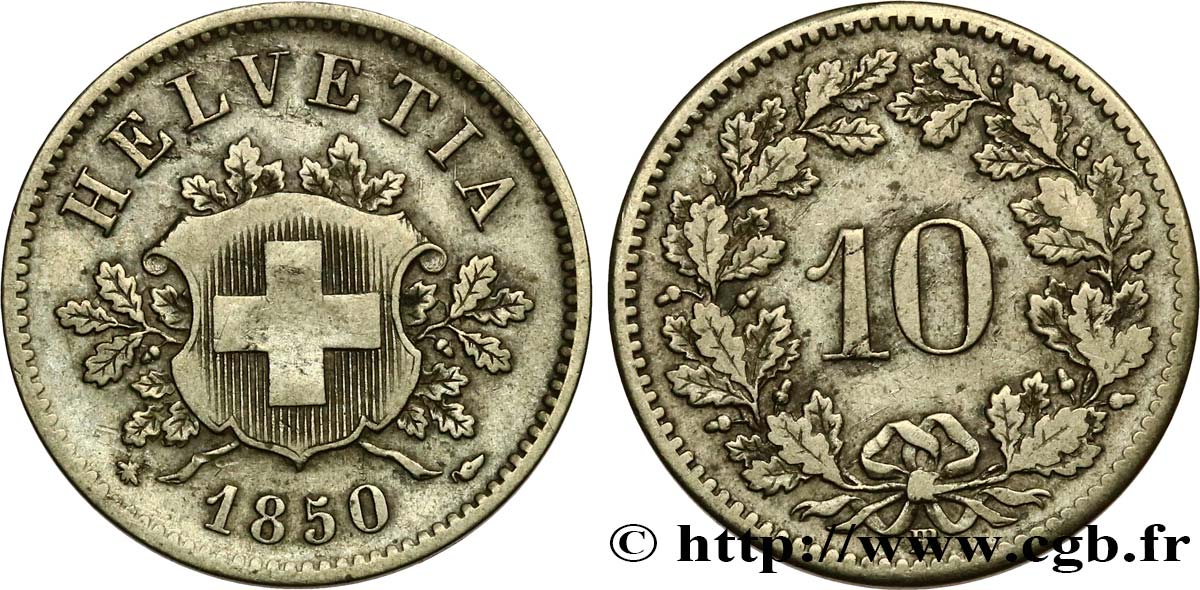 SCHWEIZ 10 Centimes (Rappen) croix suisse 1850 Strasbourg - BB fSS 