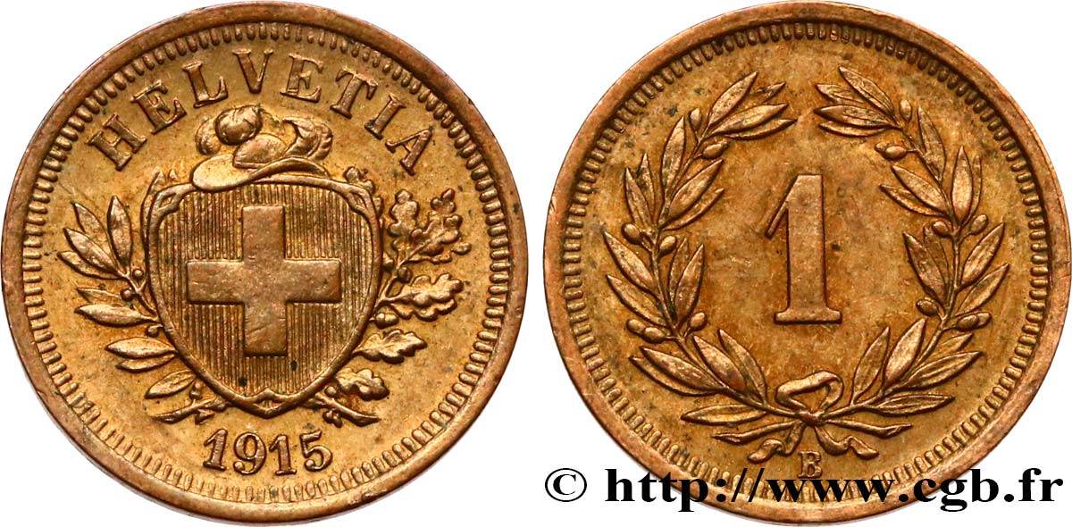 SVIZZERA  1 Centime (Rappen) Croix Suisse 1915 Berne SPL 