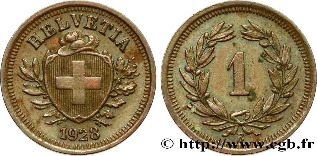 SVIZZERA  1 Centime (Rappen) Croix Suisse 1928 Berne q.SPL 