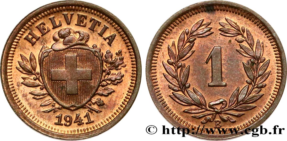 SVIZZERA  1 Centime (Rappen) Croix Suisse 1941 Berne MS 