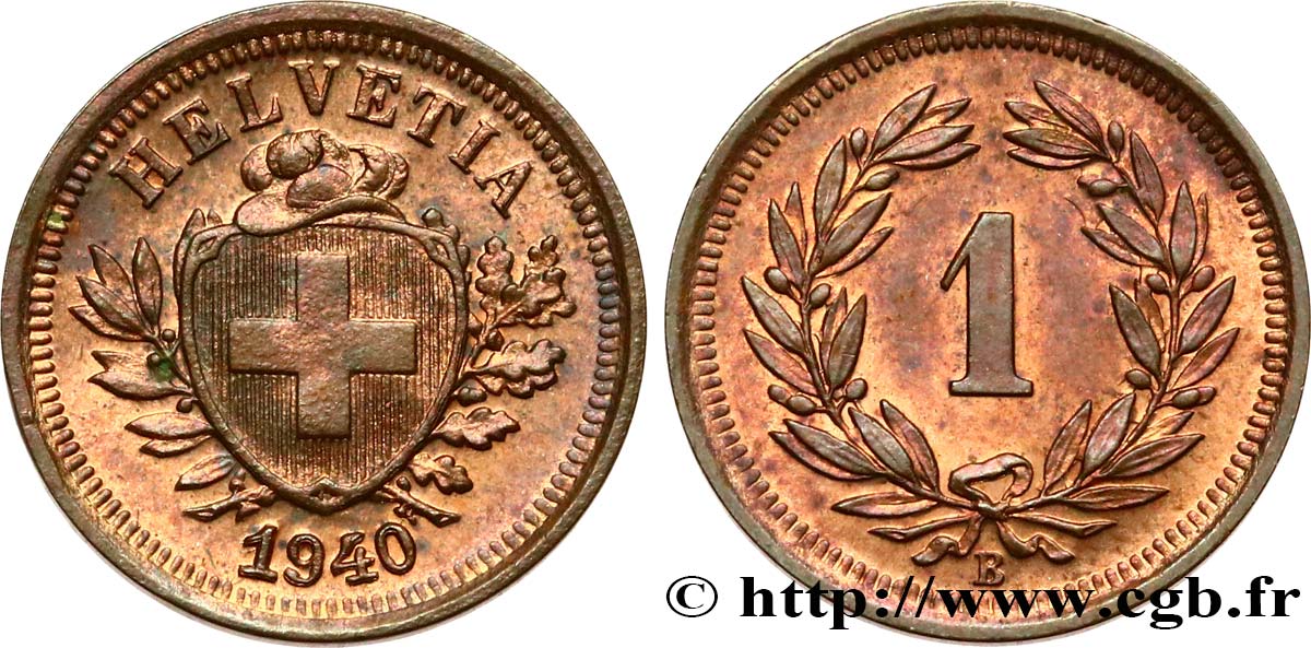 SVIZZERA  1 Centime (Rappen) Croix Suisse 1940 Berne MS 