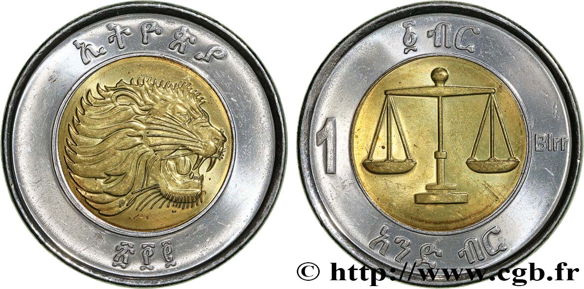 ETIOPIA 1 Birr lion / balance EE2002 2010  SC 