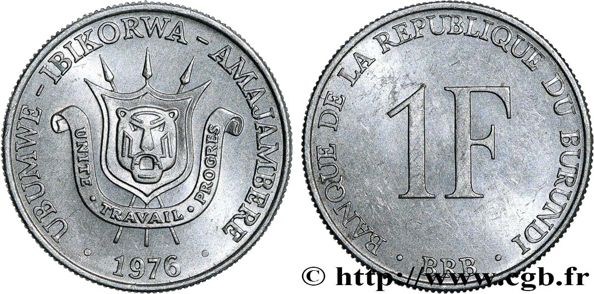 BURUNDI 1 Franc  1976  fST 
