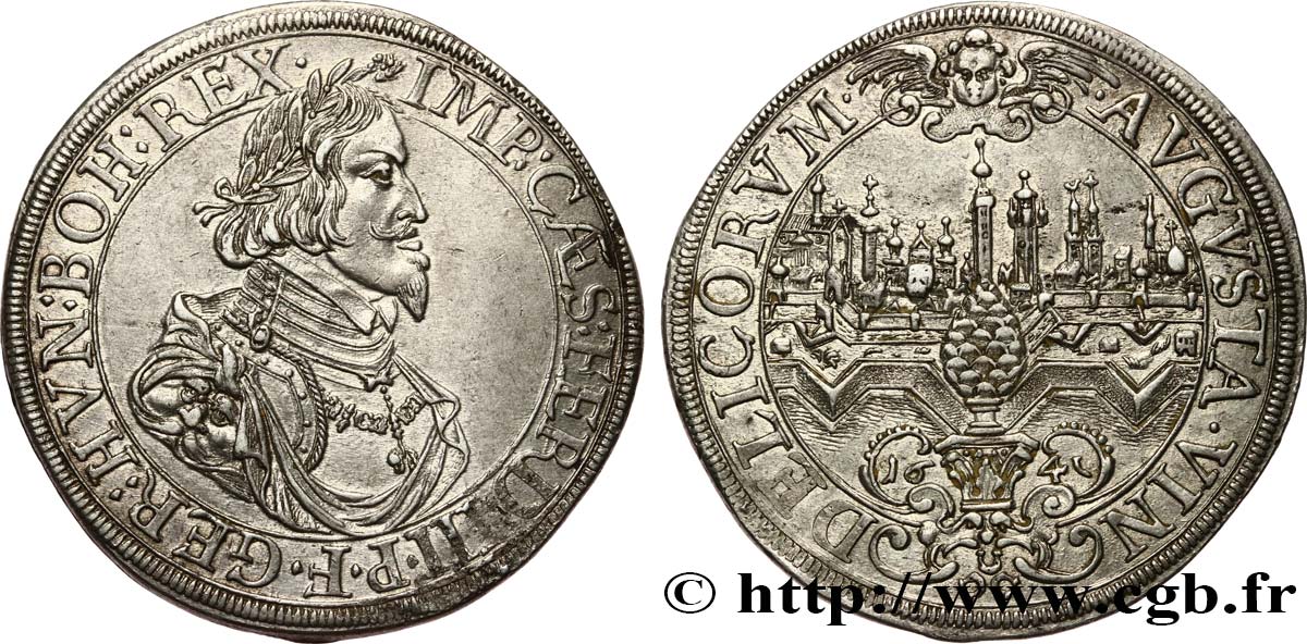 ALLEMAGNE - AUGSBOURG - FERDINAND III Thaler 1641 Augsbourg AU/AU 