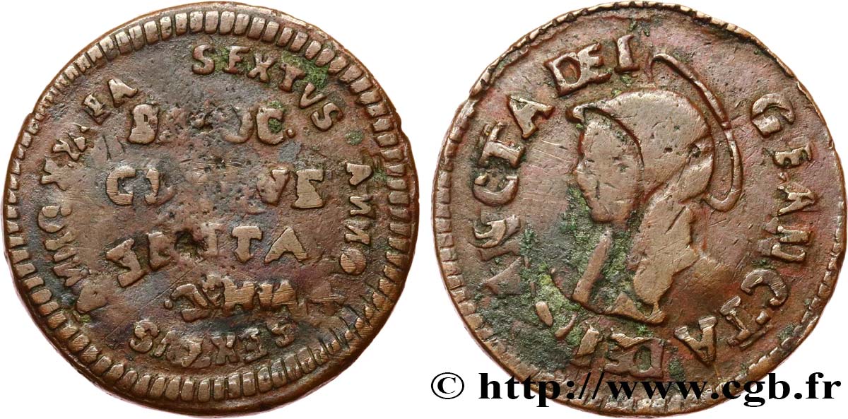 VATICAN AND PAPAL STATES 5 Baiocchi ville de Fermo frappe au nom de Pie VI an XXIII 1797 Fermo VF 