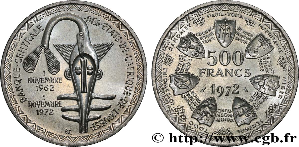 ÉTATS DE L AFRIQUE DE L OUEST (BCEAO) 500 Francs BCEAO 1972 Paris SPL 