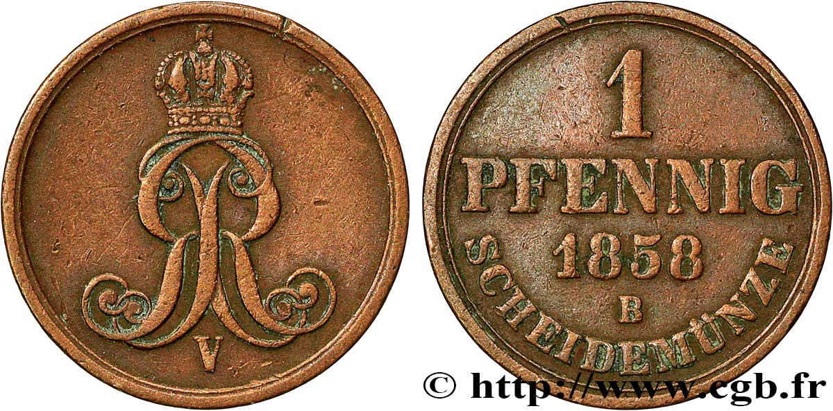 DEUTSCHLAND - HANNOVER 1 Pfennig Royaume de Hanovre Georges V 1858 Hanovre SS 
