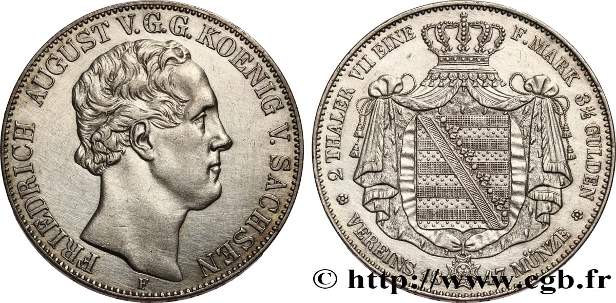 GERMANY - KINGDOM OF SAXONY - FREDERICK-AUGUSTUS II 2 Thalers  1847 Dresde AU 