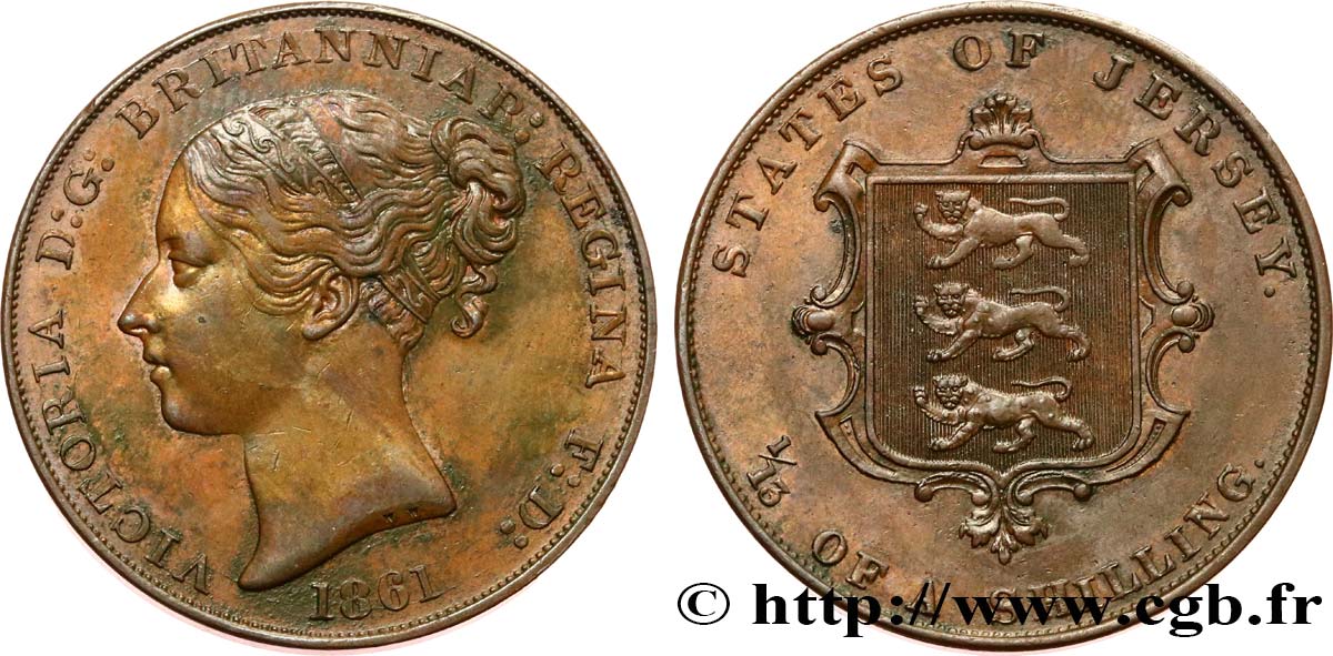 JERSEY 1/13 Shilling Reine Victoria 1861  TTB+ 