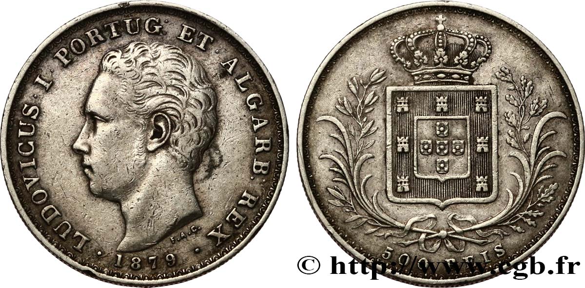 PORTUGAL 500 Réis Louis Ier (Luis) 1879  TTB 