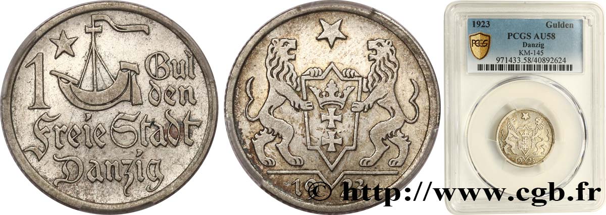 LIBERA CITTA DI DANZICA 1 Gulden 1923  SPL58 PCGS