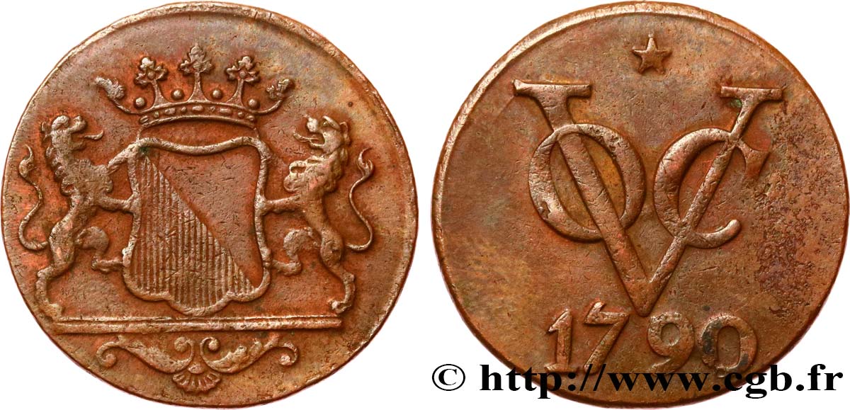 INDES NEERLANDAISES 1 Duit armes d’Utrecht 1790  TTB 