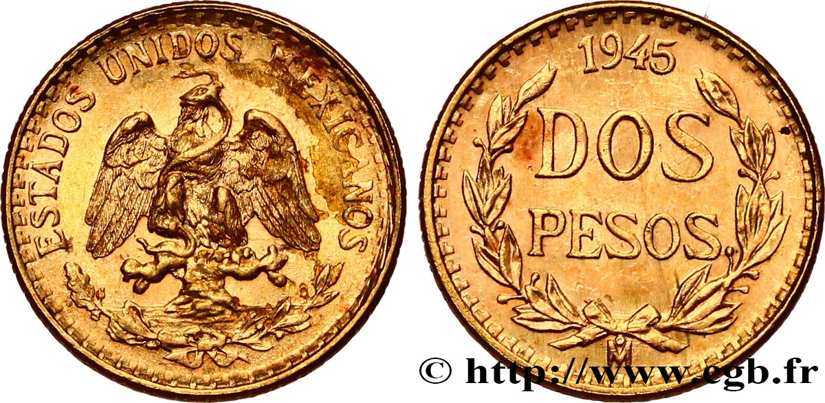 MEXIQUE 2 Pesos 1945 Mexico SPL 