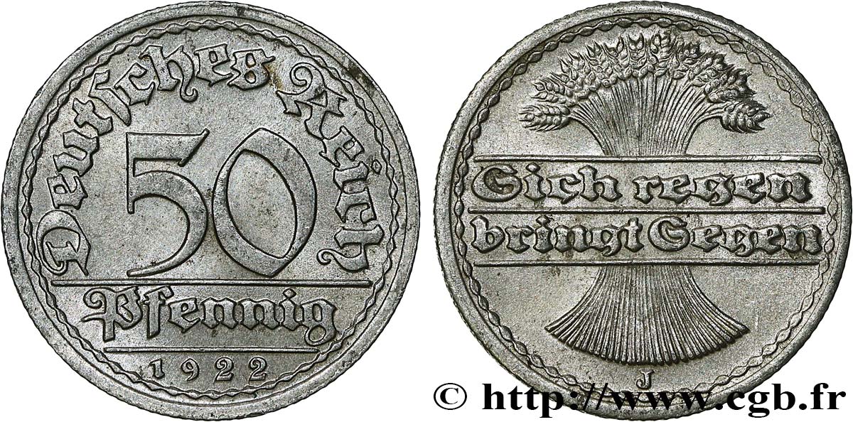 DEUTSCHLAND 50 Pfennig 1922 Hambourg VZ 