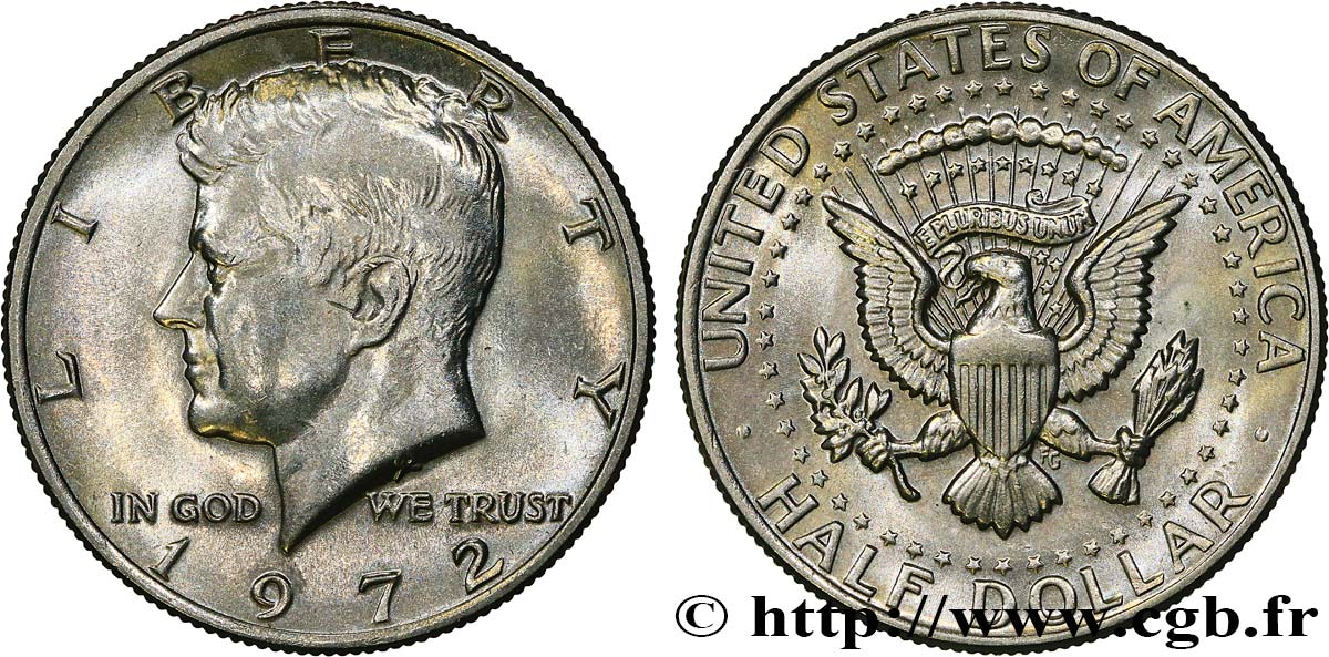 VEREINIGTE STAATEN VON AMERIKA 1/2 Dollar Kennedy 1972 Philadelphie fVZ 