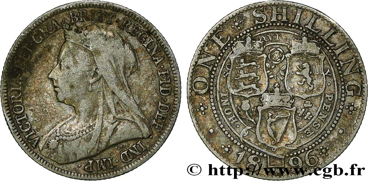 VEREINIGTEN KÖNIGREICH 1 Shilling Victoria vieille tête  1896  fSS 