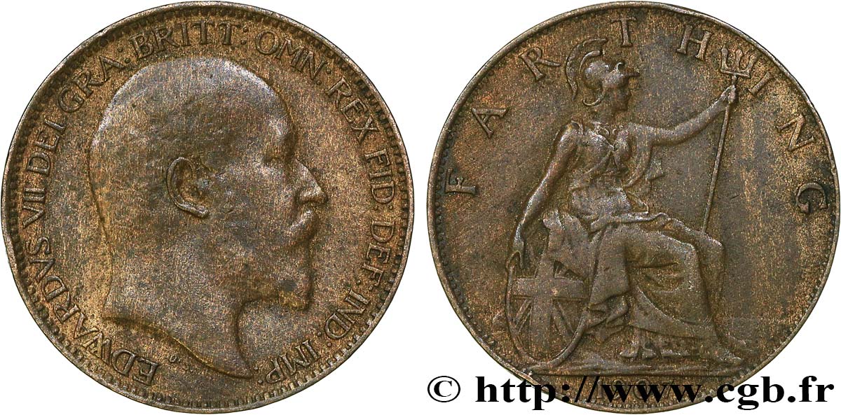 VEREINIGTEN KÖNIGREICH 1 Farthing Edouard VII 1907  SS 
