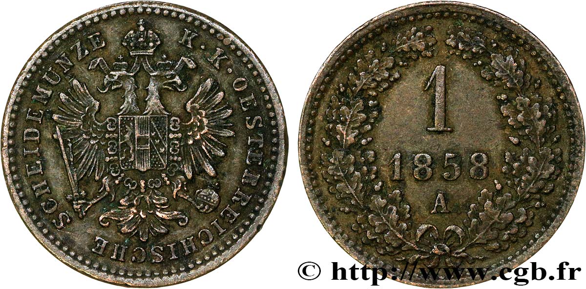 ÖSTERREICH 1 Kreuzer aigle 1858 Vienne fVZ 