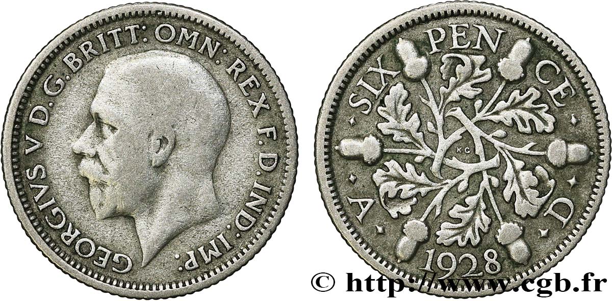 VEREINIGTEN KÖNIGREICH 6 Pence Georges V 1928  VZ 