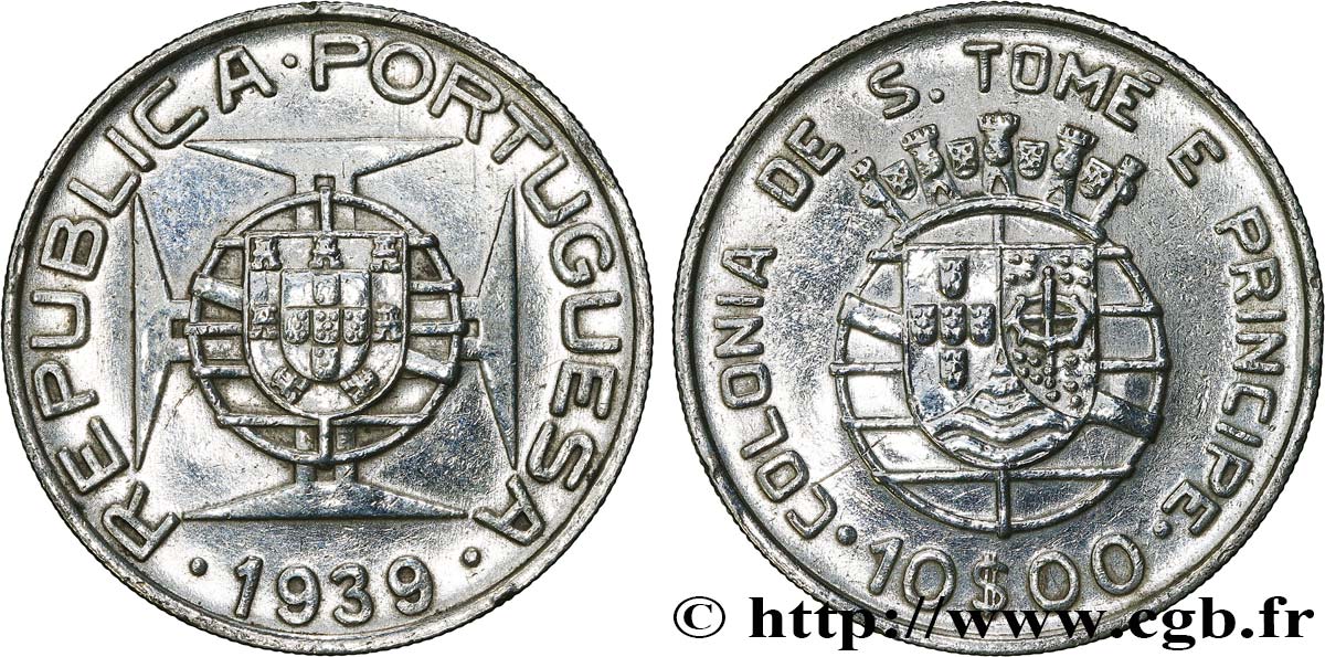 SAO TOMÉ UND PRINCIPE 10 Escudos colonie portugaise 1939  SS 
