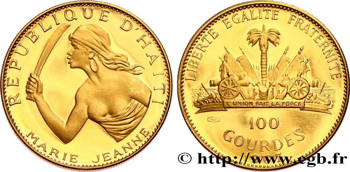 HAITI 100 Gourdes Proof Marie Jeanne 1967  Proof set 