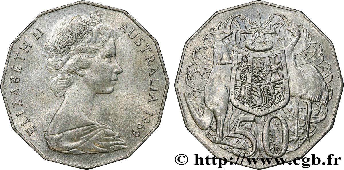 AUSTRALIA 50 Cents Elisabeth II 1969  SPL 