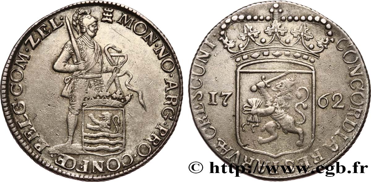 NETHERLANDS - UNITED PROVINCES - ZEELAND Ducat d’argent ou Risksdaler 1762 Middelbourg XF 