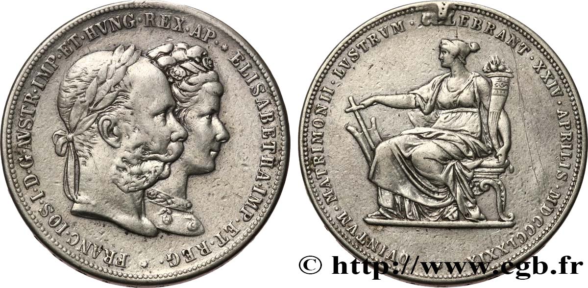 ÖSTERREICH 2 Gulden noces d’argent de François-Joseph Ier et d’Élisabeth d’Autriche 1900  SS 