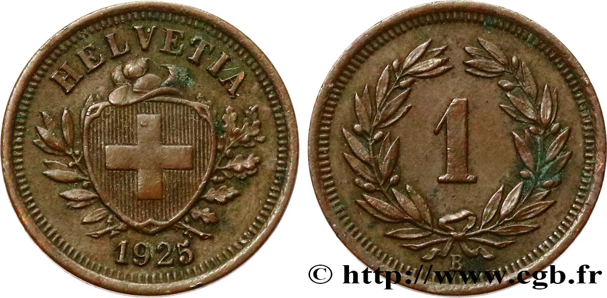SCHWEIZ 1 Centime (Rappen) Croix Suisse 1925 Berne fVZ 